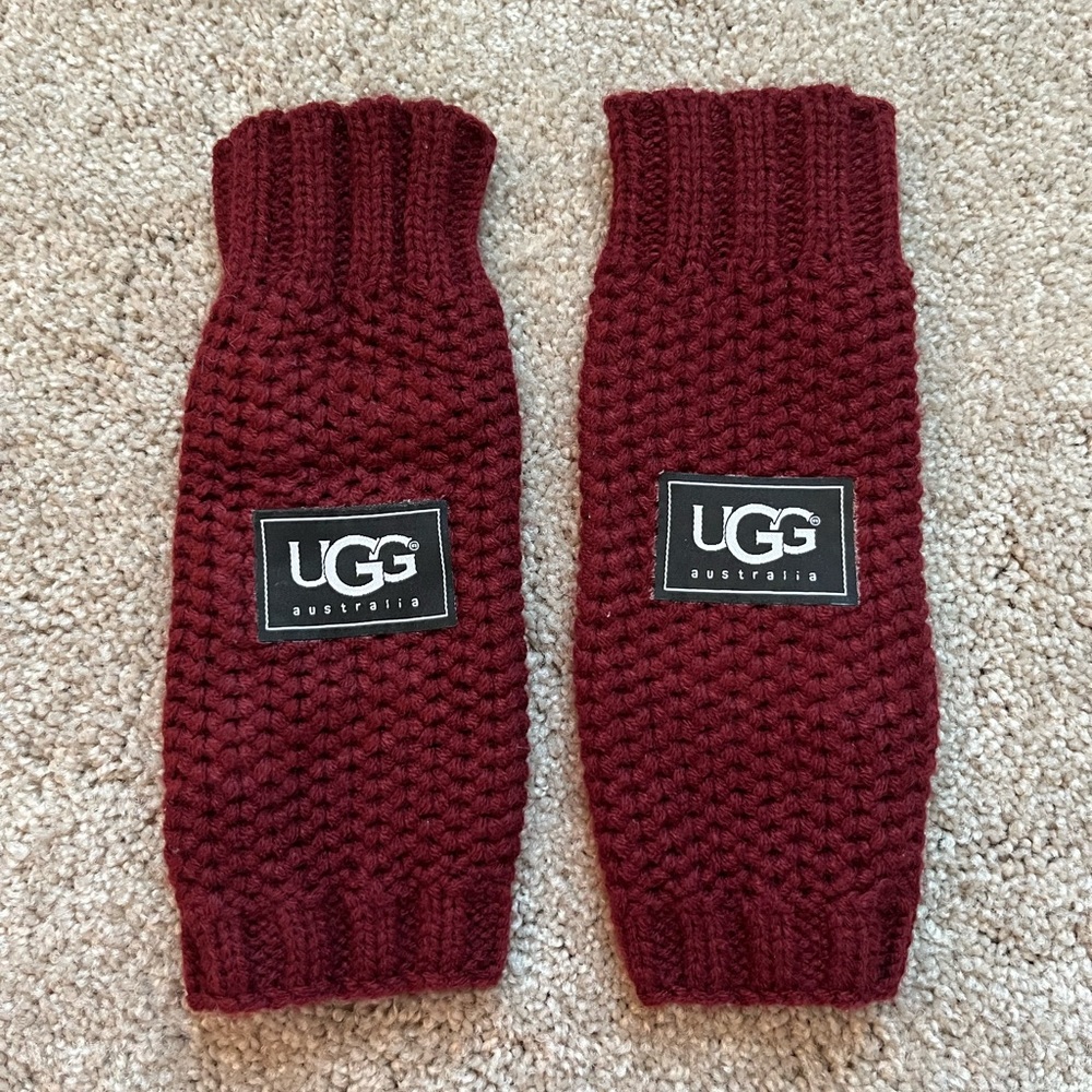 Women’s UGG Fingerless Gloves, Burgundy, One Size